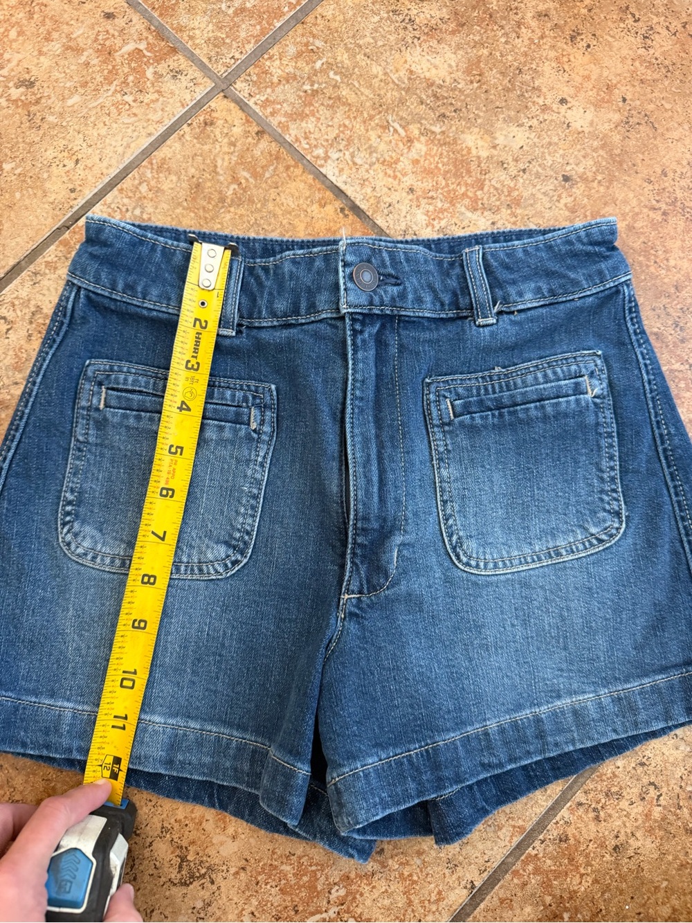 H&M Mid-Blue Denim Patch Pocket Shorts